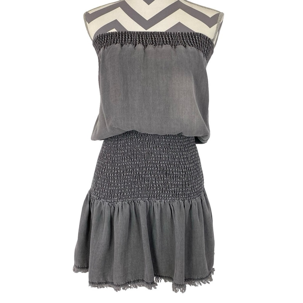 Muche & Muchette Strapless Dress Womens Small One Size Gray Grey Chambray Live
